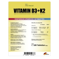 Preview: Pro Natural Vitamin D3+K2 D3 5000 I.E + Vitamin K2 200mcg