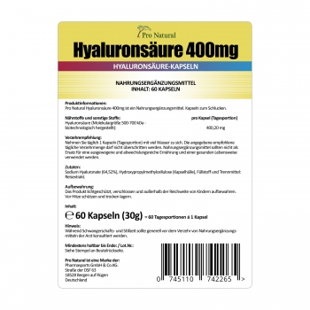 Pro Natural Hyaluronsäure 400mg