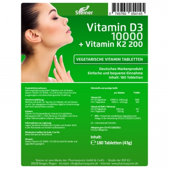 Steiner Vitamin D3 10000 + K2 200