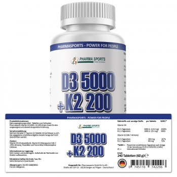 Pharmasports Vitamin D3 5000 + K2 200