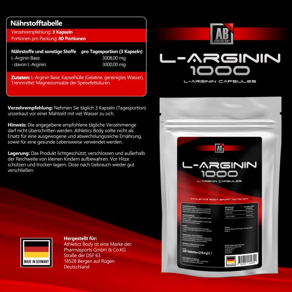 Athletics Body L-Arginin 1000